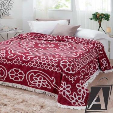Imagem de Colcha Chenille Jolitex Casal Bruna Vinho e Branco - Jolitex Ternille