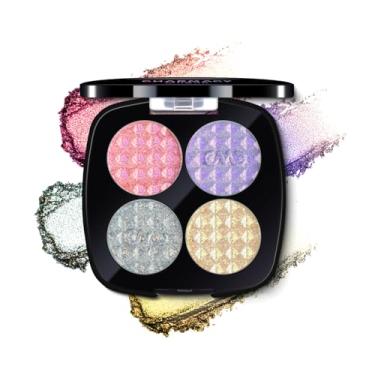 Imagem de CHARMACY Paleta de sombras e iluminadores camaleão de 4 cores - pigmentos prensados multicromáticos com infusão de mudança, acabamento de veludo de longa duração, kit de maquiagem vegano e livre de