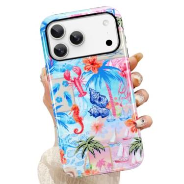 Imagem de KANGHAR Capa compatível com iPhone 17 Pro Max da Magsafe, colagem de verão, mar, praia, resistente a arranhões, híbrida, 2 camadas, capa protetora rígida para celular para meninas, mulheres, meninos e