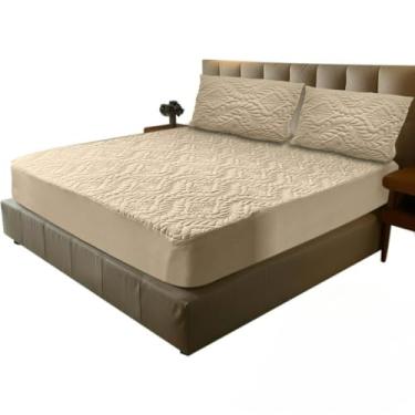 Imagem de Capa Protetora ImpermeáVel Para ColchãO - 100% à Prova D'áGua Matelada Com EláStico - Anti-áCaros E HipoalergêNica - Para ColchãO Casal, Queen E King(Bege,Casal)