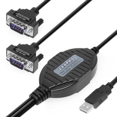 Imagem de Gearmo Adaptador USB profissional de 2 portas para Serial com LED TX/RX e chip FTDI de retenção COM, velocidade de transferência rápida de 920 K por porta - Win XP, 7, 8 e Windows 10, Mac, Linux