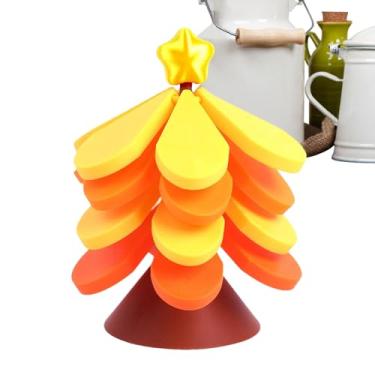 Imagem de Rrlihjgu Apoios para Panelas Quentes,Árvore Natal Conjunto Tapetes Mesa Dobráveis - Bases Antiderrapantes Para Pratos Travessas Tijelas E Balcões De Microondas Forno E,Para Forno