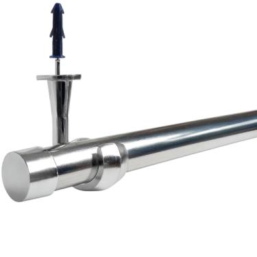 Imagem de Kit Varão de cortina para teto de gesso 4 metros 28 milimetros (Grosso)(Cromado)