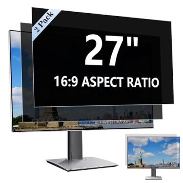 Imagem de Pacote com 2 telas de privacidade de 27 polegadas para monitor de computador 16:9 Proporção de proporção, protetor de luz azul antirreflexo, filtro protetor ocular removível - L x A: 23 9/40.6 cm x 13