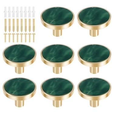 Imagem de Conjunto de puxadores de gaveta de 8 peças de liga de zinco com parafusos, puxador de gaveta dourado, puxador decorativo requintado para móveis, fácil instalação para porta de cômoda de gaveta de