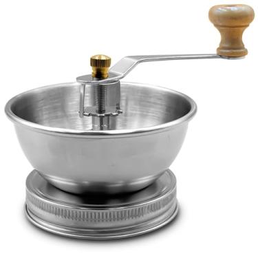 Imagem de Acessório de tampa de moedor de café de aço inoxidável para frascos de vidro de boca normal - Moedor manual de manivela para café fresco, ideal para acampamento, barista doméstico, mecanismo de