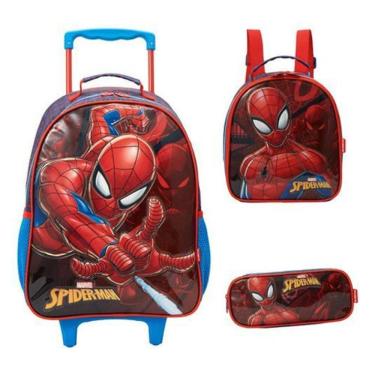 Imagem de Kit Mochila Carrinho Homem Aranha Spider Man Xeryus