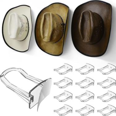 Imagem de Modern JP Ganchos adesivos de chapéu de cowboy para parede (pacote com 12) – Suporte de parede de 7,5 cm para fixação segura, organizador de chapéu de aba larga, decoração de quarto ocidental