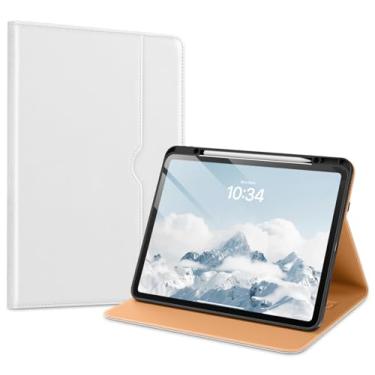 Imagem de VIKESI Capa para iPad Pro de 13 polegadas (M4) 2024, capa de couro com suporte para Apple Pencil, despertar/hibernar automaticamente, vários ângulos de visualização, alça de mão e bolso embutidos