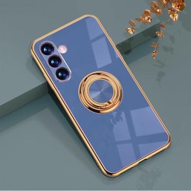 Imagem de Capa de celular com suporte de anel de TPU para Samsung Galaxy S25 S24 S23 S22 S21 S20 Note 20 Ultra Plus FE, capa traseira protetora à prova de choque (para Samsung S25 Ultra/azul-cinza)