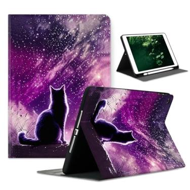 Imagem de Capa compatível com iPad Air de 13 polegadas (M3 2025/M2 2024)/12,9 polegadas (6ª/5ª/4ª/3ª/3ª 2022/2021/2020/2018) com porta-lápis, capa protetora automática para despertar/dormir, gato meditando sob