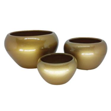 Imagem de Trio Cachepot Vasinhos Arranjo Orquídea Suculentas Centro de Mesa Vaso