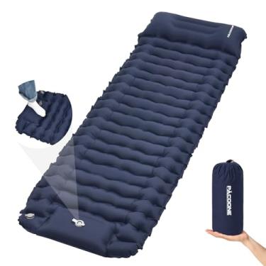 Imagem de PACOONE Almofada de dormir para acampamento, design conectável para tapete duplo, tapete de dormir inflável ultraleve com travesseiro, bomba de pé embutida, colchão de ar portátil de acampamento para