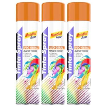 Imagem de Kit 3 Tinta Aerossol Spray Laranja Uso Geral 400ml/240g Mundial Prime
