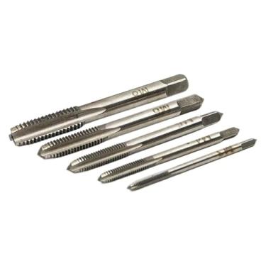 Imagem de BYYINGSUS Chave de suporte de catraca prata ajustável com 5 peças M3-M8 3 mm-8 mm rosca de parafuso de máquina plugue métrico torneira em forma de T (5 peças-m3-m8)