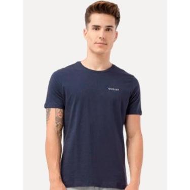 Imagem de Camiseta Guess Masculina Light Small Silk Logo Azul Marinho-Masculino