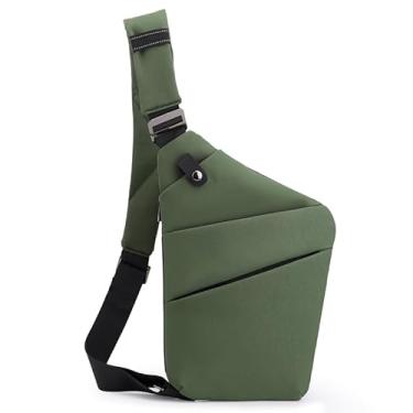 Imagem de Bolsa de viagem antifurto, bolsa transversal de um ombro grande capacidade bolsa tiracolo moderna leve para esportes de viagem, Verde, Ombro esquerdo