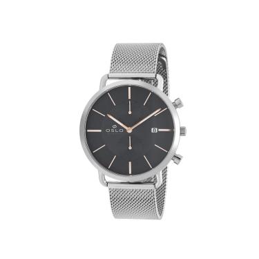 Imagem de Relógio Oslo Masculino Slim Fino Prata E Rosê Cronógrafo