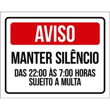 Imagem de Kit 5 Placas Aviso Manter Silêncio Multa 36X46