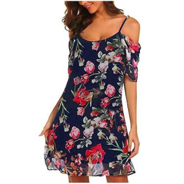 Imagem de Moda feminina verão casual praia estilingue pequenos vestidos de impre