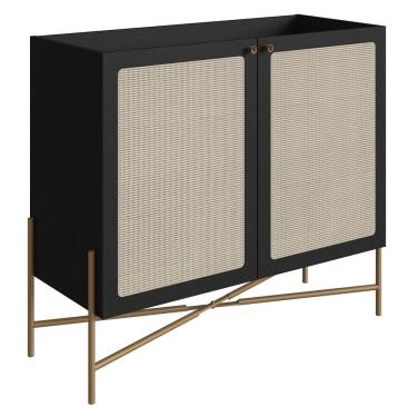 Imagem de Balcão Aparador Buffet Cantinho do Café Pé Metal Arlo A10 Nero/Dourado - Mpozenato