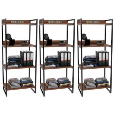 Imagem de Kit 03 Estantes com 4 Prateleiras Escritório Estilo Industrial Form 14