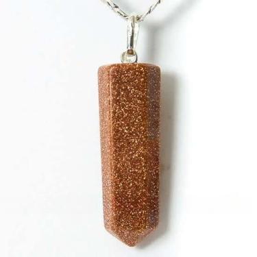 Imagem de Colar Pontinha Pedra do Sol Pino e Presilha em Prata 950 - CristaisdeC