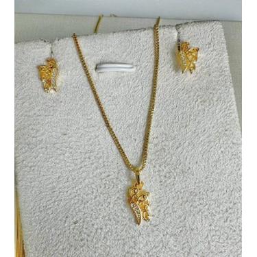 Imagem de Conjunto Borboleta - Banho de Ouro 02 Milésimos com Verniz Protetivo p