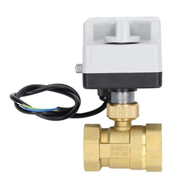 Imagem de Válvula de esfera motorizada DN25, válvula de esfera elétrica normalmente aberta de 2 vias de latão AC220V para soluções de água e glicol com proteção IP54
