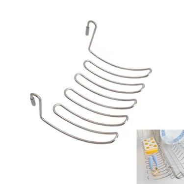 Imagem de ArrErr Suporte de esponja de cozinha, organizador de pia de cozinha, anexar ao escorredor de pratos padrão, bandeja de gotejamento para esfregar zero arranhões, conjunto de escovas de prato de escova