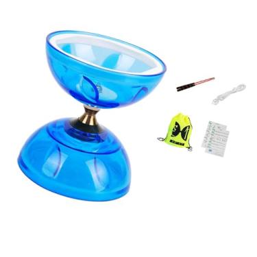 Imagem de Esquirla Conjunto de brinquedos Diabolo chinês com 5 rolamentos, prático, versátil, roda dupla, brinquedo de malabarismo Diabolo para idosos, jardim, gramado, L Blue