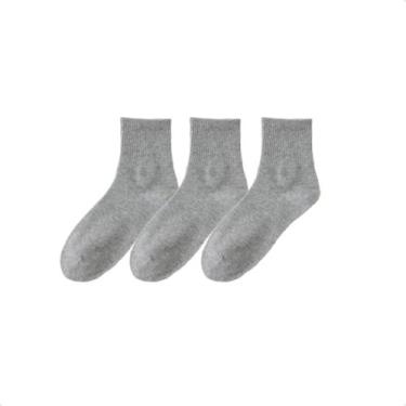 Imagem de Kit 3 Pares De Meias Cano Médio Cores Neutras Confortável Meias Esport