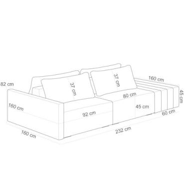 Imagem de Sofá Ilha Modular Para Sala 232cm Com Puff Dublin K01 Veludo - LYAM DE
