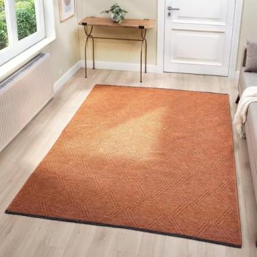 Imagem de LUXE WEAVERS Tapete de área lavável moderno, laranja, 22 x 30,5 cm, antiderrapante