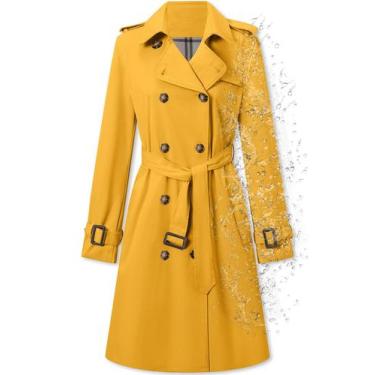 Imagem de Casaco impermeável feminino Betusline longo com peito duplo Ginger S