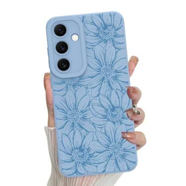 Imagem de Capa de telefone MZELQ Silicone Azul Floral Samsung Galaxy S24 Plus