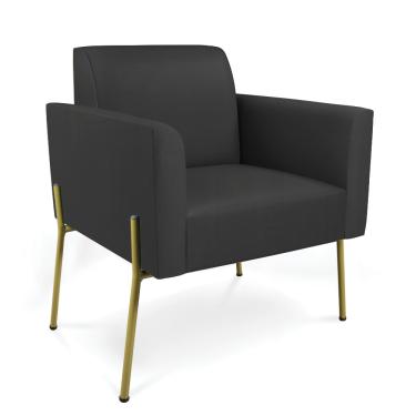 Imagem de Poltrona Pé de Ferro Dourado para Sala Marisa Corino Preto D03 - D'Rossi