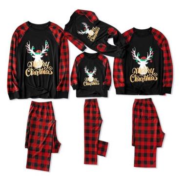 Imagem de Conjunto de pijamas IFFEI Matching Family Christmas Women L preto-dour
