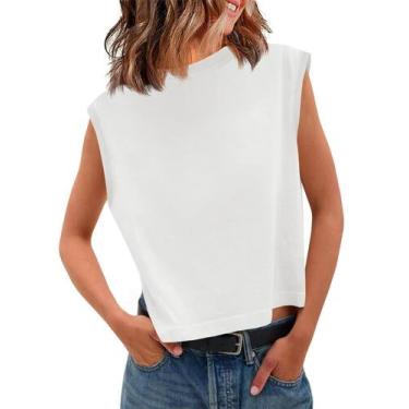 Imagem de Camiseta regata feminina Tankaneo de manga curta branca