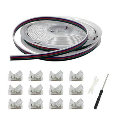 Imagem de Conectores de faixa de luz LED HAMRVL, 5 pinos, 10 mm, pacote com 12