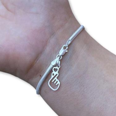 Imagem de Pulseira Feminina Lacraia com Coração Dorama Kpop Prata 925 - Hakuna J