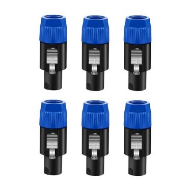 Imagem de 5 CORE Conector Speakon de 4 polos, 6 peças com conector de áudio com trava de torção, plugue macho - alto-falante alto para plugue de amplificador - Substituição de adaptador de cabo de 4 condutores