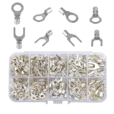 Imagem de Conjunto de terminais de prensa a frio, conectores de garfo pré-isolado/tipo O/mola/tubo, fiação elétrica automotiva de narizes de fio de cobre (OT/UT-320 PCS)