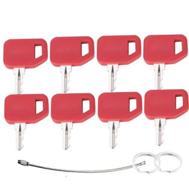 Imagem de 8 peças AT195302 AR51481 chaves de ignição de substituição para equipamentos pesados Jo-hn Deere - carregador, retroescavadeira, tratores - modelos incluindo 310A, 310C, 410C, 210C, 250D, 460E, 410C