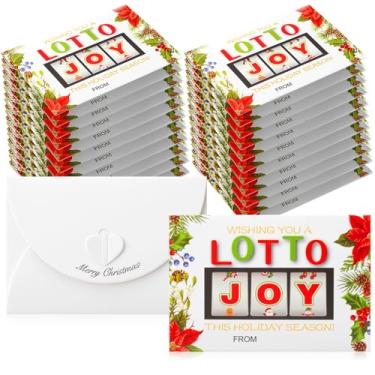 Imagem de Zhanmai Envelopes de bilhetes de loteria de Natal com fecho em forma de coração desejando a você uma loteria de comemoração de Natal Envelopes de raspadinhas para festas de negócios de Natal