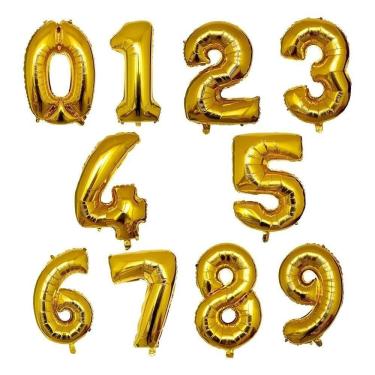 Imagem de Balão Bexiga De Número Dourado Metalizado - 70 Cm 3