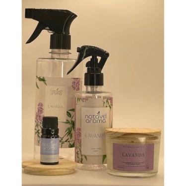 Imagem de Kit Aromatizador Agua Perfumada Home Spray Essencia e Vela Aromatica 100g (LAVANDA)