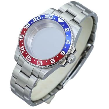 Imagem de FEIYASHI Caixa de relógio de inserção de bisel de cerâmica de duas cores GMT de mergulho Vidro de cristal de safira para NH35 34 36 Miyota8215 2824 Movimento Mostrador de 28,5 mm, Tampa inferior de