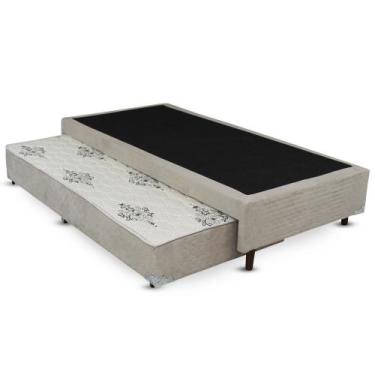 Imagem de Cama Box SOLTEIRO Flora Suede Bege Bicama - 088x188 - Gazin, 088x188