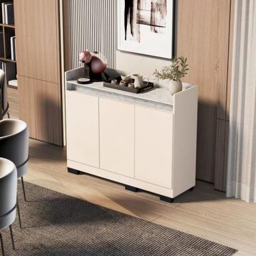 Imagem de BUFFET REAL 03 PTS OFF WHITE/MARMORE BRANCO saimys